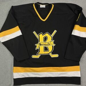 Vintage 90s Burnsville Blaze Hockey Jersey Black Yellow High School Minnesota